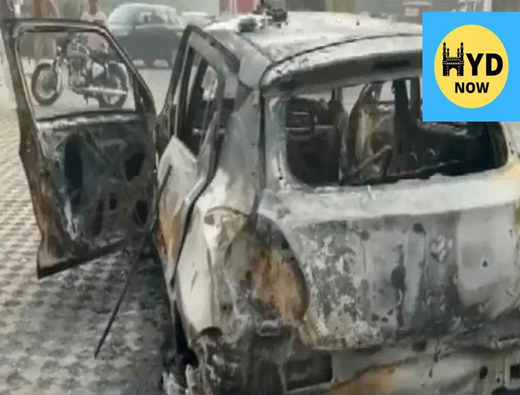 A Man Burnt Alive In Car At ORR Near Adibatla 