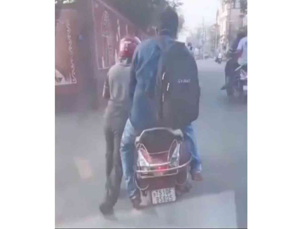 Hyderabad: Rapido Rider Pushes Bike with Customer to Destination